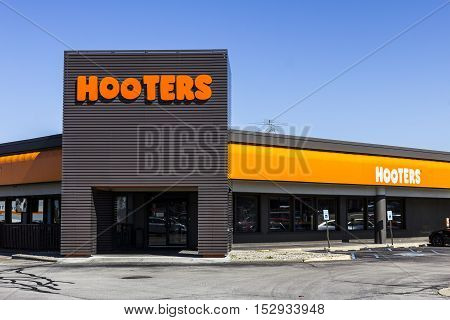 Indianapolis - Circa October 2016: Hooters Dine In Restaurant Location. Hooters operates and franchises over 430 locations II