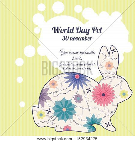 Vector world day pet background with rabbit