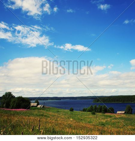 Small Village Near Kenozero Lake. View From A Hill