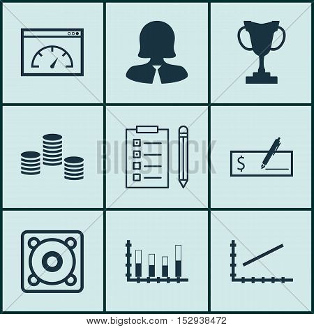 Set Of 9 Universal Editable Icons For Human Resources, Statistics And Management Topics. Includes Ic