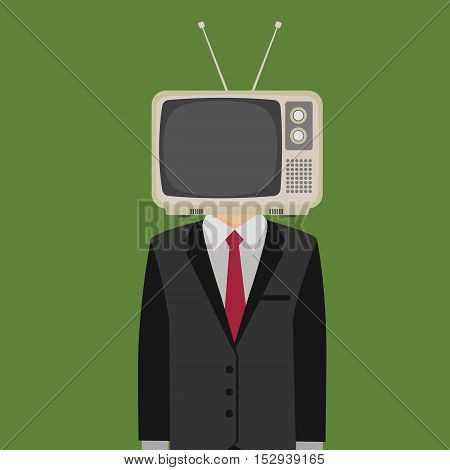 The Mind Control My Media Illustration, People with television in his head, tv head