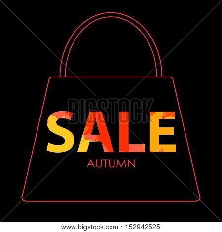 Autumn card sale. Vector background with silhouette bag and inscription autumn SALE.