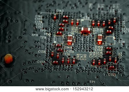 Computer Part: Downside Of Circuit Board Close-up.