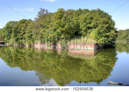 Old German fort from World War II on an artificial island in the town of Baltiysk
