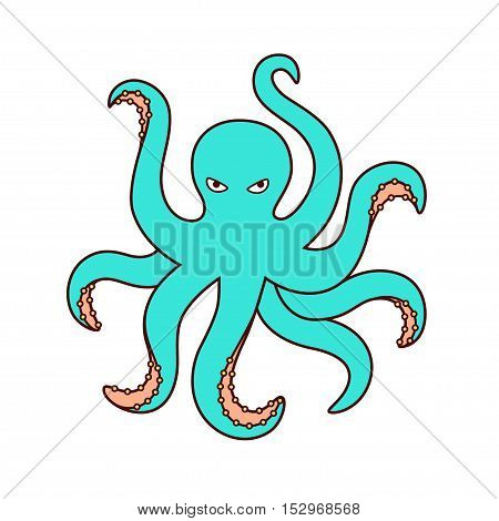 Octopus sign. Vector illustration isolated on white.