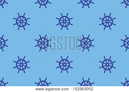 Ship steering wheel seamless pattern. Boat helms repeating texture. Nautical background. Vector eps8 illustration.