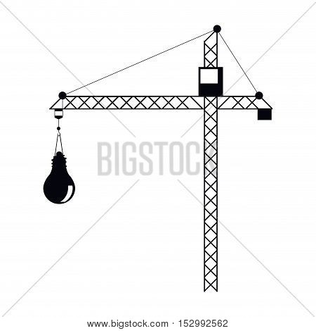 Crane holding light bulb icon. tool instrument repair and construction theme. Isolated design. Vector illustration