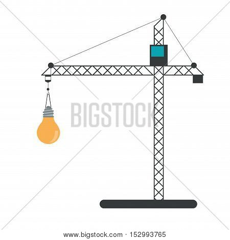 Crane holding light bulb icon. tool instrument repair and construction theme. Isolated design. Vector illustration