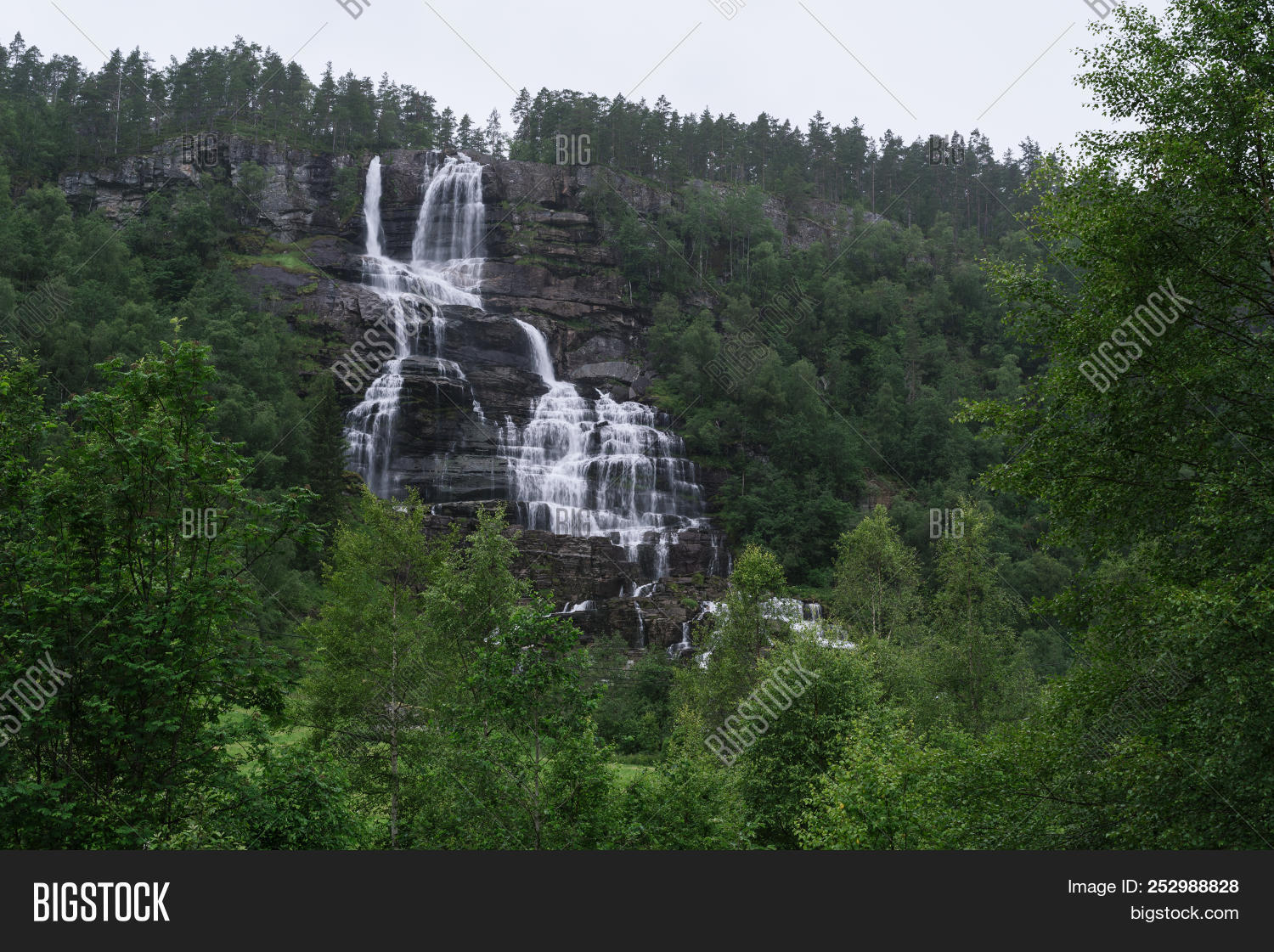 Tvindefossen Waterfall Image Photo Free Trial Bigstock