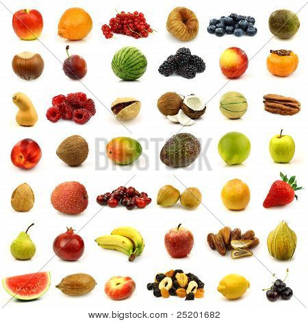 신선 하 고 다채로운 과일과 견과류의 컬렉션