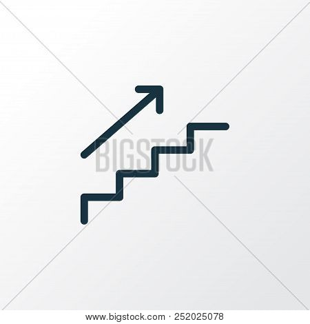 Stepladder Icon Line Symbol. Premium Quality Isolated Steps Up Element In Trendy Style.