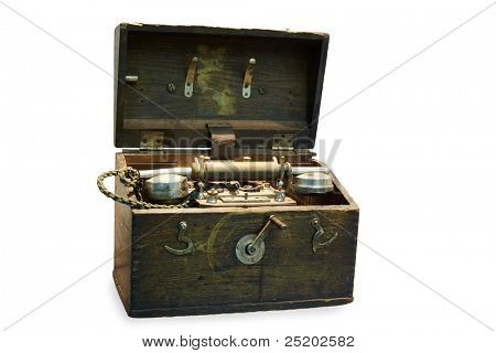 Aparato de teléfono portátil en caso de madera