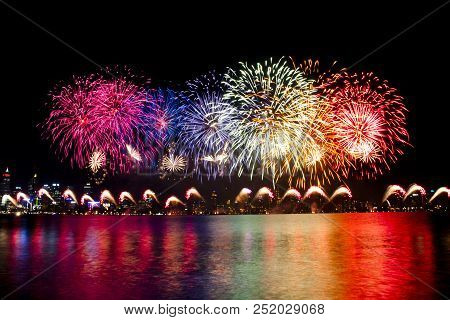 National Day Colorful Fireworks In Western Australia