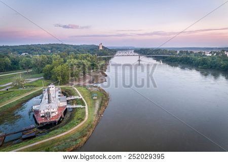 dawn over the Missouri River at Brownville, Nebraska