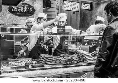 Istanbul, Turkey - November, 2015: At The Grand Bazaar Food Store