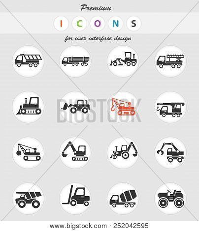 Construction Machinery Web Icons For User Interface Design