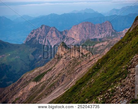 Mountain Peak During Sunset Golden Hour The Swiss Alps, Brienzer Rothorn