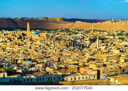 View Of Ghardaia, A City In The Mzab Valley. Unesco World Heritage In Algeria