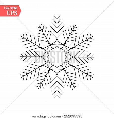 Snowflake Icon. Christmas And Winter Theme. Simple Flat Black Illustration On White Background.