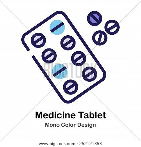 Medine Tablets Mono Color Icon In Flat Design Illustration