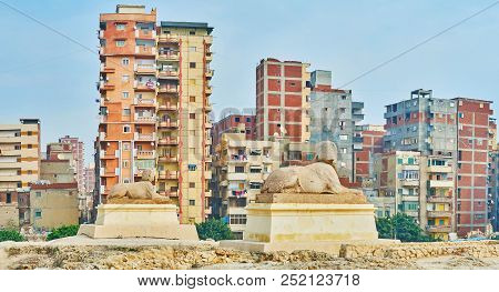 Egyptian Statues In Ancient Site Of Serapeum, Alexandria, Egypt