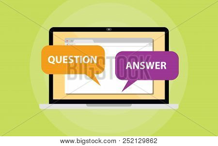 Question And Answer Chat Concept On Laptop Screen Vector Illustration