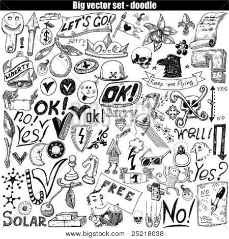 duże wektor zestaw: Doodles