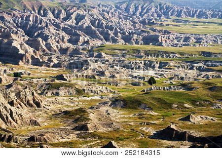 Late Afternoon View From Badlands National Park In South Dakota