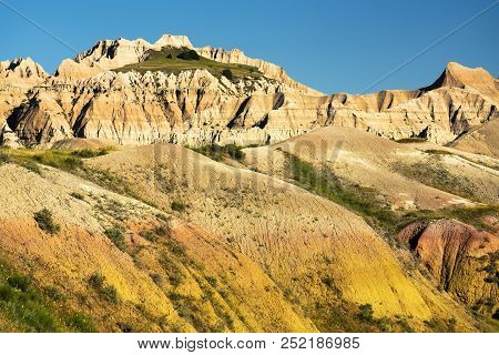 Late Afternoon View From Badlands National Park In South Dakota