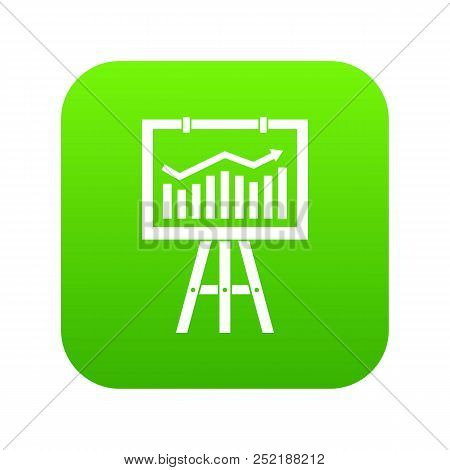 Flipchart With Marketing Data Icon Digital Green