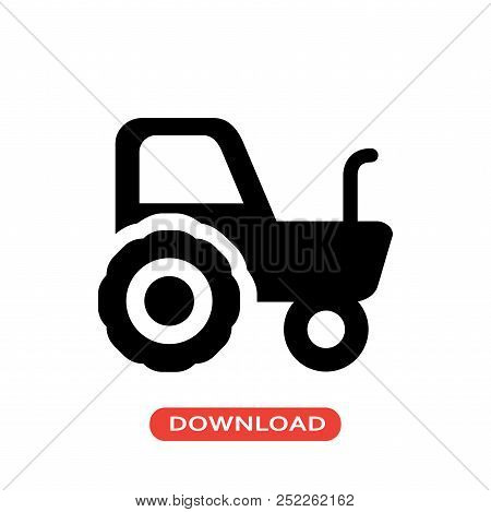 Field Tractor Vector Icon Flat Style Illustration For Web, Mobile, Logo, Application And Graphic Des