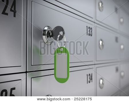 Deposit safe bank and key to the safe