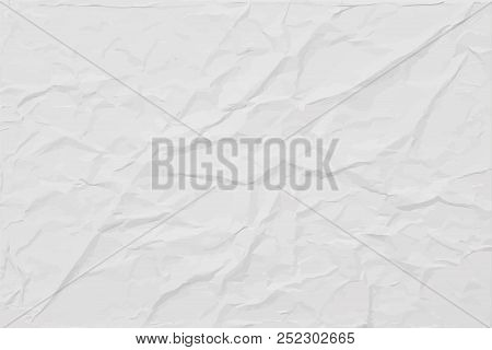 White Wrinkled Paper Texture, Abstract Light Vector Background