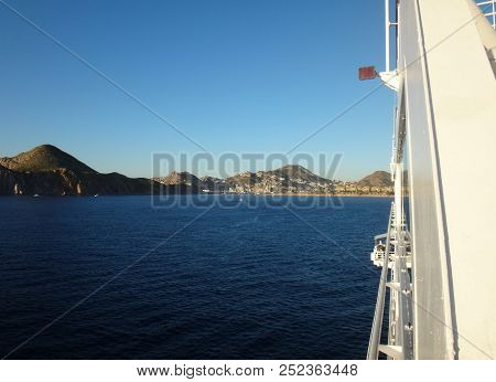 Scene Of Cabo San Lucas From A Cruise Ship. Baja California, Mexico.