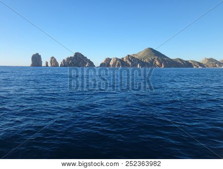 Scene Of Cabo San Lucas From A Cruise Ship. Baja California, Mexico.