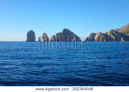 Scene Of Cabo San Lucas From A Cruise Ship. Baja California, Mexico.