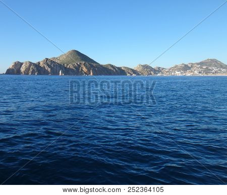 Scene Of Cabo San Lucas From A Cruise Ship. Baja California, Mexico.