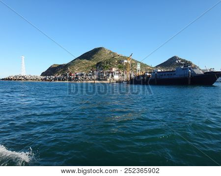 Scene Of Cabo San Lucas From A Cruise Ship. Baja California, Mexico.