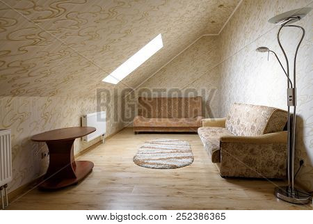 Moscow - May 2, 2018: Interior Of Hotel Or Residential House In Daylight. Cozy Room With Couches In 