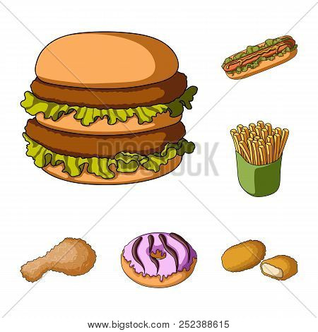 Fast Food Cartoon Icons In Set Collection For Design.food From Semi-finished Products Vector Symbol 