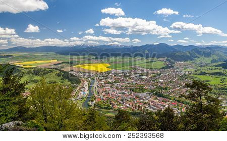 Beautiful View From Top Of The Hill Cebrat. Town Ruzomberok At Background, Slovakia