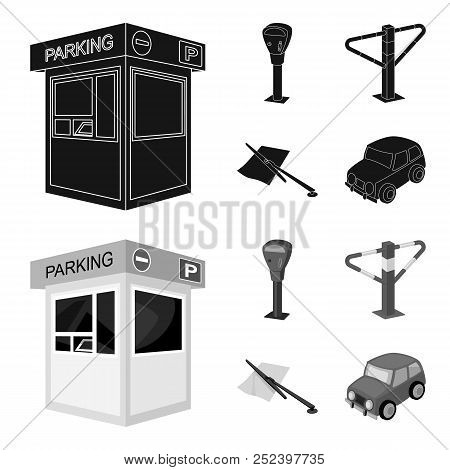 A Parking Lot, A Parking Meter, A Check For Services, A Barrier. Parking Zone Set Collection Icons I