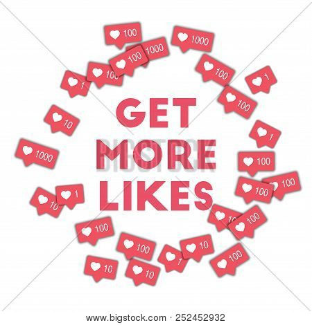 Get More Likes. Social Media Icons In Abstract Shape Background With Pink Counter. Get More Likes Co