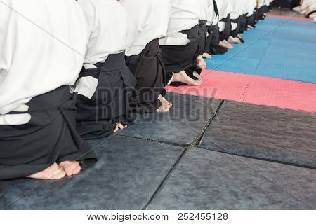 People In Kimono And Hakama On Martial Arts Training