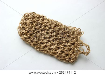 Natural Jute Fiber Sponge Isolated On White Background