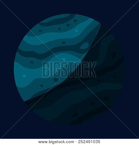 Uranus Planet Icon In Cartoon Style Isolated On Dark Background