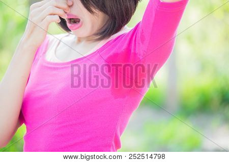 Woman With Body Odor Problem With Outdoor