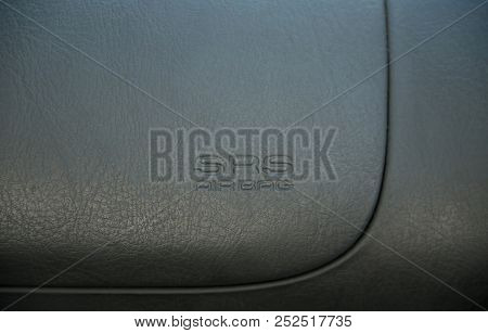 Srs Airbag Safety Feature On Steering Wheel Of A Car