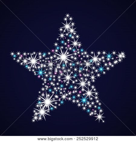 Abstract Star Tonight. Glowing Sequin. Christmas Card. Vector Illustration New Year.