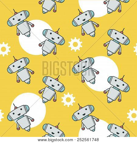 Cute Robot Sameless Pattern
